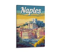 DGHFOP Póster decorativo de la ciudad de Nápoles con diseño de The Retro Style of Naples City (50 x 75 cm)