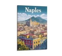 DGHFOP Póster decorativo de la ciudad de Nápoles con diseño de The Retro Style of Naples City (50 x 75 cm)