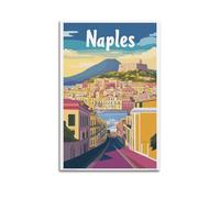 DGHFOP Póster decorativo de la ciudad de Nápoles con diseño de The Retro Style of Naples City (60 x 90 cm), sin marco