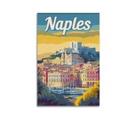 DGHFOP Póster decorativo de la ciudad de Nápoles con diseño de The Retro Style of Naples City (60 x 90 cm), sin marco