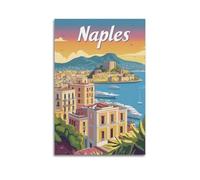 DGHFOP Póster decorativo de la ciudad de Nápoles con diseño de The Retro Style of Naples City (60 x 90 cm), sin marco