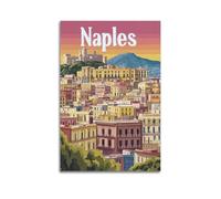 DGHFOP Póster decorativo de la ciudad de Nápoles con diseño de The Retro Style of Naples City (60 x 90 cm), sin marco