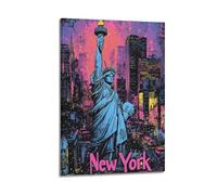 DGHFOP Póster decorativo de la Estatua de la Libertad de Nueva York, retro, para pared, para sala de estar, dormitorio, 60 x 90 cm, estilo marco