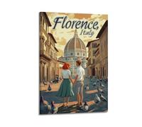 DGHFOP Póster vintage de viaje en Florencia, Italia (1) póster decorativo para pared, lienzo decorativo para sala de estar, dormitorio, 40 x 60 cm, estilo marco