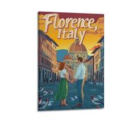DGHFOP Póster vintage de viaje en Florencia, Italia (2) póster decorativo para pared, lienzo decorativo para sala de estar, dormitorio, 60 x 90 cm, estilo marco