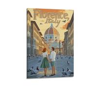 DGHFOP Póster vintage de viaje en Florencia, Italia (4) pósteres de pared, lienzo, pintura decorativa para sala de estar, dormitorio, 30 x 45 cm, estilo marco