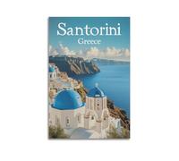 DGHFOP Póster vintage de viaje en Santorini, Grecia (1) póster decorativo para pared, lienzo decorativo para sala de estar, dormitorio, 20 x 30 cm, estilo sin marco