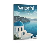 DGHFOP Póster vintage de viaje en Santorini, Grecia (2) póster decorativo para pared, lienzo decorativo para sala de estar, dormitorio, 40 x 60 cm, estilo marco