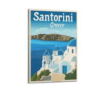 DGHFOP Póster vintage de viaje en Santorini, Grecia (3) póster decorativo para pared, lienzo decorativo para sala de estar, dormitorio, 60 x 90 cm, estilo marco