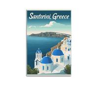 DGHFOP Póster vintage de viaje en Santorini, Grecia, 4 pósteres artísticos para pared, lienzo, pintura decorativa para sala de estar, dormitorio, 20 x 30 cm, estilo sin marco