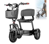 DGHKB Scooters De Movilidad De 3 Ruedas,Scooter De Movilidad Plegable,Scooters para Personas Mayores,Dos Métodos De Carga,Batería Extraíble, Apto para Personas Mayores Black,36V10Ah