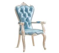 DGHNBMGNG European Style Armchair Dining Table Chair Leather Edge Walnut Legs Suitable For Kitchen Restaurant(Blue)