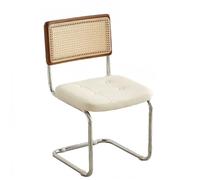 DGHNBMGNG Office Desk Dining Chair with Backrest Artificial Leather Cushion Seat Metal Frame Suitable For Bedroom, Living Room, Hotel(White)