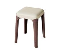 DGHNBMGNG Taburete Individual apilable de Madera Maciza for Cocina Comedor vestidor, taburetes tapizados en Cuero sin Respaldo for Sala de Estar, Silla Decorativa for Invitados(Brown2)