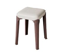 DGHNBMGNG Taburete Individual apilable de Madera Maciza for Cocina Comedor vestidor, taburetes tapizados en Cuero sin Respaldo for Sala de Estar, Silla Decorativa for Invitados(Brown3)