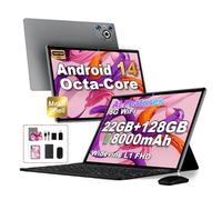 Dghrti 2025 Newest Tablet 10 Pulgadas Android, 22(6+16) GB+128GB ROM/TF 2TB, 8000mAh, Control Parental, 8-Cores, GPS, Face ID, Widevine L1, BT5.0, 8MP+5MP, WiFi 6, Tablet con Funda Teclado+Ratón-Gris