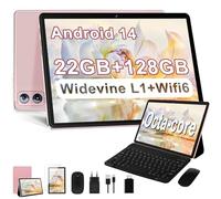 Dghrti 2025 Tablet Android 14 | 10 Pulgadas | 22GB RAM + 128GB ROM+TF 1TB | UFS 2.1 Flash | Procesador 8-Core | 8000mAh | WiFi 5G/2.4G | BT5.0 | Widevine L1 con Tablet 2 en 1 con Teclado y Ratón-Azul