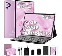 Dghrti 2025 Tablette Android 15 10" Écran IPS HD | 30Go RAM 128Go + TF 1To | Octo-Core 8000mAh | Wi-FI 6 | Widevine L1 | Caméra 8MP+5MP | Châssis en métal | Tablet Avec Clavier et Souris | Violet