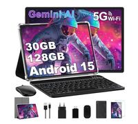 Dghrti 2025 Tablette Android 15 10" Écran IPS HD | 30Go RAM 128Go + TF 1To | Octo-Core 8000mAh | Wi-FI 6 | Widevine L1 | Caméra 8MP+5MP | Châssis en métal | Tablet Avec Clavier et Souris | Gris