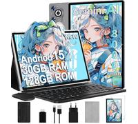 Dghrti 2026 Android 15 Tablet 10 Pulgadas 30GB RAM+128GB ROM (2TB/TF), Gemini AI, Octa-Core 2.0Ghz, 3D Face ID, 5G WiFi, Widevine L1, 5MP+8MP, GMS, Tablet con Funda Teclado+Ratón-Gris