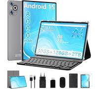 Dghrti 2026 Tablet Android Tablet 10 Pulgadas Gemini AI, 30 GB RAM + 128 GB ROM (2TB TF), 8000mAh, 8-Core CPU, 3D Face ID/Widevine L1/WLAN 6/BT5.0/GPS, con Teclado+Ratón MetÃlica-Gris