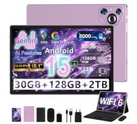 Dghrti 2026 Tablet Android Tablet 10 Pulgadas Gemini AI, 30 GB RAM + 128 GB ROM (2TB TF), 8000mAh, 8-Core CPU, 3D Face ID/Widevine L1/WLAN 6/BT5.0/GPS, con Teclado+Ratón MetÃlica-Morado