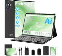 Dghrti 2026 Tablet Android Tablet 10 Pulgadas Gemini AI, 30 GB RAM + 128 GB ROM (2TB TF), 8000mAh, 8-Core CPU, 3D Face ID/Widevine L1/WLAN 6/BT5.0/GPS, con Teclado+Ratón MetÃlica-Negro