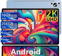 Dghrti Tablet 11 Pulgadas 16GB RAM+256GB UFS ROM(1TB TF), 2K Pantalla 2000 * 1200 UHD, Android, WiFi 5G, BT 5.0, 8 Cores, 4 Altavoces, 8600mAh, 13MP+5MP, Cuerpo Metálico, Azul