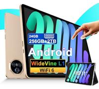 Dghrti Tablet 11 Pulgadas, Android Tableta, 24GB RAM+256GB ROM (2TB TF), FHD IPS, Octa-Core, UFS 2.2 Flash, 8000mAh, 5MP+13MP, Dual WiFi, BT 5.0, Widevine L1, Face ID, Carcasa Metálica-Dorado