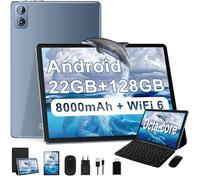 Dghrti Tablet Android 10,1 Pulgadas, 22GB RAM+128GB ROM/TF 2TB, 8000mAh, 8-Core CPU, Face ID, Widevine L1, WLAN 6, BT5.0, GPS, 5MP+8MP, Teclado Incluido Conjunto Ratón-Gris