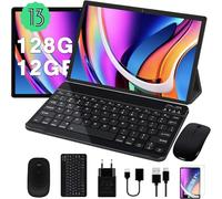 Dghrti Tablet Android, 12GB RAM, 128GB ROM (Expandable up to 1TB), 8000mAh, Widevine L1, BT5.0, with Mouse,Protective Cover - Gray