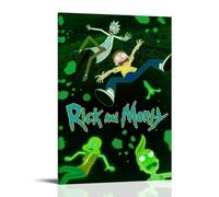 DGJSFC Póster de pintura al óleo de Rick And Morty para pared, lienzo, decoración de arte moderno, decoración del hogar, dormitorio, estético, estilo marco, 60 x 90 cm