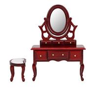 DGLDCSHUAI 1:12 Dollhouse Miniature Bedroom Furniture Dressing Table Stool Model Toy Accessory