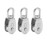 DGLDCSHUAI 3 Piezas Bloque de Polea Simple 150 KG 330 LB Rodamiento en Forma de U Rotación de 360 Grados Rodillo de Polea de Acero Inoxidable