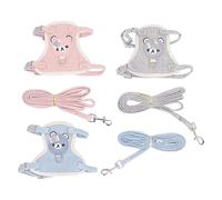 DGLDCSHUAI 3PCS Bunny Arnés Correa Adorable Patrón Chaleco Transpirable Arnés Ajustable Correa para Mascotas Pequeñas Caminando Al Aire Libre