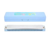 DGLDCSHUAI Armónica de órgano bucal profesional Arpa diatónica Llave C Placa de cubierta de acero inoxidable 24 orificios (Azul)