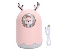 DGLDCSHUAI Humidificador De Aire Silencioso Que Funciona con Luz Ambiental Colorida Enchufe USB Nano Mist Maker Tipo De Cuerno De Ciervo De Navidad (Rosa)