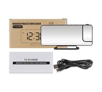 DGLDCSHUAI Reloj Despertador de proyección Relojes de Espejo Digital con Proyector Giratorio de 180 ° Pantalla LED Digital en Color RGB Pantalla de 6 Niveles Brillo Reloj (Negra)