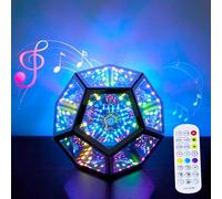 DGLIANYA Luz de dodecaedro infinito con control remoto con control de voz, túnel de espejo 3D, luz de juego de arte, multicolor, lámpara decorativa, cubo RGBW, iluminación nocturna que cambia de color