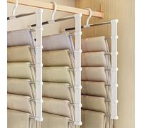 DGMI 3 Piezas Perchas para Pantalones Ahorra Espacio, 6 en 1 Percha para Pantalones, Perchas Portátiles Multifuncionales, Percha para Pantalones es Adecuada para Todo Tipo de Jeans, Bufandas, Toallas