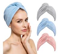 DGN 3 Piezas Toalla Microfibra Pelo, Toallas para Secar El Pelo, Absorción de Agua Suave, Secado Rapido, Toalla Pelo Microfibra Anti frizz para Cabello Largo, Rizado y Grueso