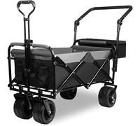DGOINGPI Carrito Cocina Carro Plegable para Uso General, Carro utilitario con Bolsa Trasera, manija de Empuje Ajustable, Carro de Playa con Rueda Grande Carrito móvil