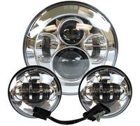 DGOINGPI Faro Compatible Compatible con Harley Touring Electra Glide Road King Softail, lámpara de tren nocturno, faro LED de 7 ", luz antiniebla de paso de 4,5" Faro Adicional para Moto(G)