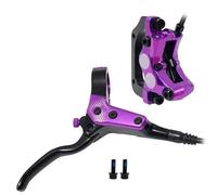 DGOINGPI Freno de Disco hidráulico de 4 pistones MTB, Pastillas de Freno de 850mm y 1700mm, Abrazadera Delantera y Trasera para Bicicleta de montaña(Purple RF)