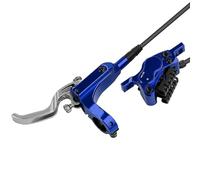 DGOINGPI Freno de Disco hidráulico MTB de 4 pistones, Pastillas de Freno de refrigeración de 850mm y 1500mm, presión de Aceite Am DH, Freno de Disco(Blue-Left Front)