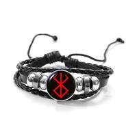 DGP Berserk - Pulsera de la marca del sacrificio, guerrero loco en la mitología nórdica, joya para hombre con diseño vikingo Guts, Regolabile, Cuero Metal, No es una piedra preciosa