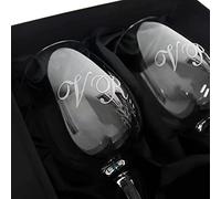Dgregalos Set de Copas de Vino Personalizadas con Estuche de Madera, 2 Copas Grabadas con Láser, Incluye Sacacorchos (Sólo Iniciales)