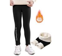 DGSHIRLDJO Leggings térmicos niñas, Leggings Gruesos Forrados niñas algodón cálido Pantalones Leggings térmicos para niños y niños pequeños(Negro,150)