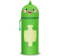 DGTSYAL Kawaii Estuche Escolar de Silicona Blanda 2 en 1, Portalápices de Mesa, Cremallera, Cute Estuche Papeleria de Cremallera (Dinosaurios)