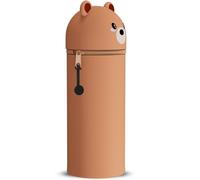 DGTSYAL Kawaii Estuche Escolar de Silicona Blanda 2 en 1, Portalápices de Mesa, Cremallera, Cute Estuche Papeleria de Cremallera (Oso pequeño)